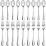 16 Pcs Forks and Spoons Silverware Set,Food Grade Stainless Steel Flatware Cutlery Set for Home,Kitchen and Restaurant,Mirror Polished,Dishwasher Safe - 8 Dinner Fork(8 inch) and 8 Teaspoon(6.5 inch) - Image 2