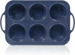 Jumbo Silicone Muffin Pan with Metal Frame, Non Stick Silicone Cupcake Pan with Handles 6 Cup, BPA Free Silicon Muffin Tin Tray Extra Large for baking, egg bites, Cupcake Mold Grey - Image 2