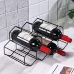 Countertop Wine Rack Freestanding, Small Metal Honeycomb Wine Holder Stand, Black 9 Bottle Organizer for Water Bottles, Tabletop Storage Rack for Home Kitchen Bar - Image 5