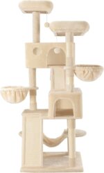 SHA CERLIN 65in Larger Cat Tree Tower Condo for Indoor Kitties/Multi-Level Furniture Activity Center with Wide Base/Cozy Plush Cat Perches/Baskets/Sisal Scratching Posts and Hammock/Beige - Image 10