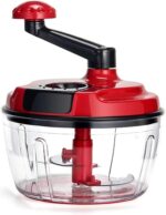 Multi-Functional Manual Food Processor,8 Cup Hand-powered Crank Chopper,Mincer Blender with Clear Container,for Vegetables Meat Fruits Nuts Herbs Onions - Image 2