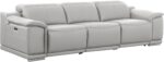 BlackJack Furniture Venice Top Grain Italian Leather 6 Power Recliner Seaters 3 Piece Sofa Set with Adjustable Headrests Modern Seating Sofa, Loveseat and Chair for Living Room Lounge, Light Grey - Image 7