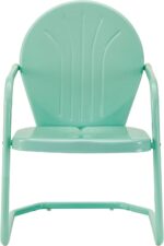Crosley Furniture Griffith Outdoor Chair, Retro Metal Patio Chairs for Dining, Porch, Deck, Balcony, Aqua - Image 3