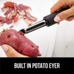 GORILLA GRIP Patented BPA-Free Sharp Stainless Steel Dual Swivel Vegetable Peeler, Soft Comfortable Handle, Smoothly Peel Apples Potatoes Carrots, Includes Blade Cover, Kitchen Tool Peelers, Black - Image 8