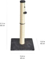 Amazon Basics Cat Scratching Post for Indoor Cats & Kittens, Medium (31.5"H), Cat Furniture with Dangling Ball Toy, Grey - Image 6