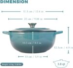 Cast Iron Dutch Oven with Lid - 3.8 qt Slate Blue Enameled Dutch Oven for Bread Baking - Image 5