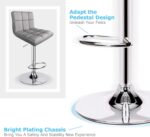 Leopard Bar Stools, Modern PU Leather Adjustable Swivel Bar Stool with Back, Set of 2 (Light Grey) - Image 7