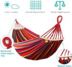 MOSFiATA Camping Hammock 550lb Upgraded Thickened 320G Durable Canvas Fabric Single Hammocks with Two Anti Roll Balance Beam and Sturdy Metal Knot Tree Straps for Camping, Patio, Backyard, Outdoor - Image 3
