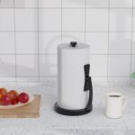 VEHHE Paper Towel Holder Countertop, Black Paper Towel Holder with Spring Activated Arm and Damping Effect, Simply Tear Paper Towel Stand for Bathroom and Kitchen (Black) - Image 8