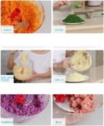 Multi-Functional Manual Food Processor,8 Cup Hand-powered Crank Chopper,Mincer Blender with Clear Container,for Vegetables Meat Fruits Nuts Herbs Onions - Image 9