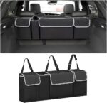 AUCELI Car Trunk Organizer, Backseat Hanging Large Storage with Adjustable Straps, Waterproof Collapsible Cargo Bag with 4 Pockets, Sturdy Space Saver Frees Trunk Floor for SUV, Truck, MPV - Image 2