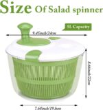 Large Salad Spinner with Lid, 5 Qt Capacity, Manual Vegetable Dryer with Double-Lock Handle, Quick and Easy Multi-Use Lettuce Spinner, Vegetable Dryer, Fruit Washer - Image 4