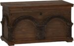 Household Essentials Wooden Arch Trunk Storage Chest, Small, Brown - Image 2