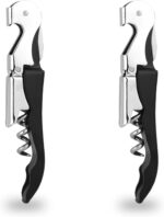 2 PCS Waiter Corkscrew Wine Opener,Upgraded Heavy Duty Wine Keys,Stainless Steel Double Hinged Wine Key for Serves,Bartenders(Black) - Image 2