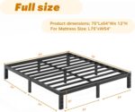 12 Inch High Full Size Bed Frame Metal, Platform Bed Frame Full Size, Heavy Duty, Easy Assembly, Noise Free, Black - Image 4