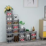 Shoe Rack Tower 8 Tiers DIY Narrow Stackable Free Standing Skinny Shoes Cubby Storage Shelf Organizer for Entryway Hallway Garage | DIY, Skinny, Shoes Cubby, Organizer, for Entryway, for Hallway - Image 5