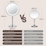 Lighted Makeup Mirror, Rechargeable Height Adjustable Double Sided, 1x/10x Magnifying with 3 Color, Brightness Adjustable, 360° Rotation Vanity, Gift for Women - Image 3