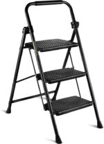 Step Ladder 3 Step Folding Step Stool Step Ladder with Wide Anti-Slip Pedal Step Stool Foldable for Adults Lightweight, Portable Steel Use for Home and Office - Image 9