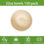 32oz Disposable Salad Bowls 150Pack, Big Paper Bowls, Large, Heavy-Duty, Eco-Friendly, Bulk Pack, Compostable Bowls, Biodegradable Made of Sugar Cane Fibers,Perfect For Salad - Image 3