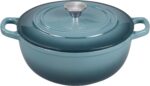Cast Iron Dutch Oven with Lid - 3.8 qt Slate Blue Enameled Dutch Oven for Bread Baking - Image 2