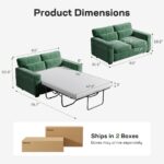 Marsail Pull Out Sofa Bed, Full Size Sleeper Sofa with Memory Foam Mattress, 2 USB Charging Ports & Removable Covers, Chenille Loveseat Couch for Living Room, Apartment, Green - Image 4