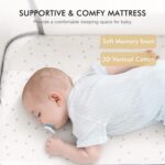 3 in 1 Baby Bassinet, Bedside Bassinet for Baby, Rocking Bassinet with Comfy Mattress and Wheels, 6 Height Adjustable Easy Folding Portable Bedside Crib for Newborn - Image 6