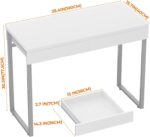 GreenForest Vanity Desk with 2 Drawers,Glossy Desktop White Desk for Bedroom,Makeup Table with Storage Space,Small Desk for Home Office,39 inch No Mirror - Image 3
