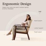 Bonzy Home Mid-Century Modern Accent Chair, Upholstered Fabric Armchair with Solid Wood Frame, Comfy Retro Leisure Chair Reading Chair for Living Room, Bedroom - Image 4