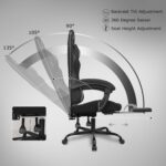 Gaming Chair with Linkage Armrest & Footrest, High Back Video Gaming Chair, Black/Grey - Image 6