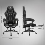 Gaming Chair with Linkage Armrest & Footrest, High Back Video Gaming Chair, Black/Grey - Image 4