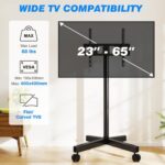 Rfiver Mobile TV Cart Rolling TV Stand for 23-65 Inch Screens, Portable TV Stand on Wheels with Tilt and Height Adjustable, Outdoor TV Mount Stand Holds up to 88 lbs for Home Office MAX VESA 400x400mm - Image 3