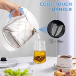 Aigostar Electric Kettle, 1500W Glass Electric Tea Kettle Rapid Heating, Borosilicate Glass, Auto Shutoff and Boil-Dry Protection, Hot Water Boiler BPA Free and Cordless with LED Indicator, 1.7 Liter - Image 7