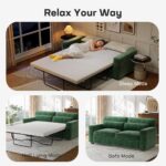 Marsail Pull Out Sofa Bed, Full Size Sleeper Sofa with Memory Foam Mattress, 2 USB Charging Ports & Removable Covers, Chenille Loveseat Couch for Living Room, Apartment, Green - Image 6