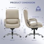 COLAMY Big & Tall Office Chair 400lbs Wide Seat- High Back PU Leather Executive Computer Desk Chair for Heavy People, Large Office Chair with Metal Base & Ergonomic Back Support- Black - Image 4