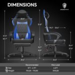 Dowinx Gaming Chair with Pocket Spring Cushion, Ergonomic Computer Chair with Massage Lumbar and Footrest for Adults, High Back Game Chair Leather for Office Gaming 300LBS, Blue New - Image 4
