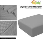 Easy-Going Stretch Square Ottoman Cover 40x40x15 inch Folding Storage Stool Furniture Protector Soft Rectangle slipcover with Elastic Bottom Light Grey - Image 4