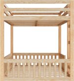 Bellemave Full Over Full Bunk Bed with Ladders Wood Bunk Beds with Full-Length Guardrails Floor Bunk Bed Frame for Kids, Boys, Girls, No Spring Box Needed, Natural - Image 10