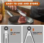 TACGEA Stainless Steel Kitchen Tongs, Silicone Non-slip Grip, Locking Grilling Food Tongs Set of 2, 9-inch & 12-inch - Image 4