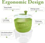 Large Salad Spinner with Lid, 5 Qt Capacity, Manual Vegetable Dryer with Double-Lock Handle, Quick and Easy Multi-Use Lettuce Spinner, Vegetable Dryer, Fruit Washer - Image 3
