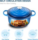 Miereirl 6 Quart Enameled Dutch Oven Pot with Lid, Cast Iron Dutch Oven with Dual Handles for Bread Baking, Cooking, Non-stick Enamel Coated Cookware (Dark Blue) - Image 3