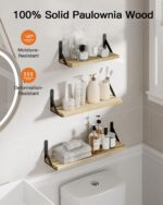 AMADA HOMEFURNISHING Wall Shelves Set of 6, Rustic Farmhouse Style, Wood Floating Shelves for Wall Decor, Bathroom & Bedroom Storage, Living Room Book Shelves, 6pcs - Image 6