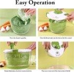 Large Salad Spinner with Lid, 5 Qt Capacity, Manual Vegetable Dryer with Double-Lock Handle, Quick and Easy Multi-Use Lettuce Spinner, Vegetable Dryer, Fruit Washer - Image 6