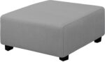 Easy-Going Stretch Square Ottoman Cover 40x40x15 inch Folding Storage Stool Furniture Protector Soft Rectangle slipcover with Elastic Bottom Light Grey - Image 2