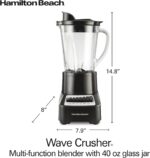 Hamilton Beach Wave Crusher Blender for Smoothies With 40 Oz Glass Jar and 14 Functions, Ice Sabre Blades & 700 Watts for Consistently Smooth Results, Black & Stainless Steel (54220) - Image 9