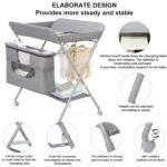 Portable Baby Changing Station with Adjustable Height - Foldable Diaper Table with Wheels,Waterproof Pad, Safety Belt & Large Storage Racks, Ideal for Newborn and Infants (Light Grey) - Image 6