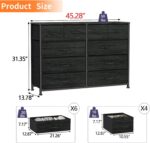 Furnulem Bedroom Dresser 55”Long TV Stand Entertainment Center Dresser & Chests of Drawers,10 Storage Fabric Drawer Dressers,Sturdy Metal Frame Tall Dresser for Living Room, Entryway,Black Oak - Image 4