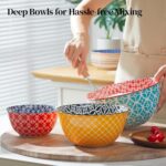DOWAN Mixing Bowls, Ceramic Mixing Bowls for Kitchen, Colorful Vibrant Nesting Bowls for Cooking, Baking, Prepping, Serving, Salad, Housewarming Gift, Microwave Dishwasher Safe, 3.7/2/1 Qt, Set of 3 - Image 4