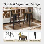 Black Bar Stools Set of 4, Metal Bar Stools with Wooden Seat, Modern 24”Counter Height Barstools with Low Back - Image 4