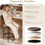 Sophia & William Swivel Bar Stools Set of 2, 26 Inch Counter Height Barstools with Backrest & Solid Wood Legs, Faux Leather Bar Stools for Kitchen Island - Image 6