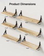 AMADA HOMEFURNISHING Wall Shelves Set of 6, Rustic Farmhouse Style, Wood Floating Shelves for Wall Decor, Bathroom & Bedroom Storage, Living Room Book Shelves, 6pcs - Image 4